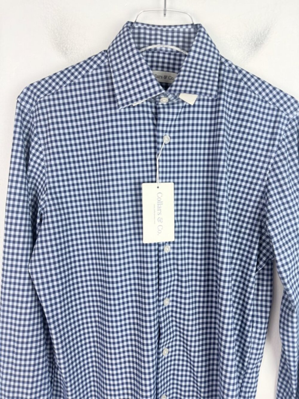 NWT Collars & Co Apex Performance Dress Shirt Semi-Spread Collar Gingham Small S - Picture 3 of 10